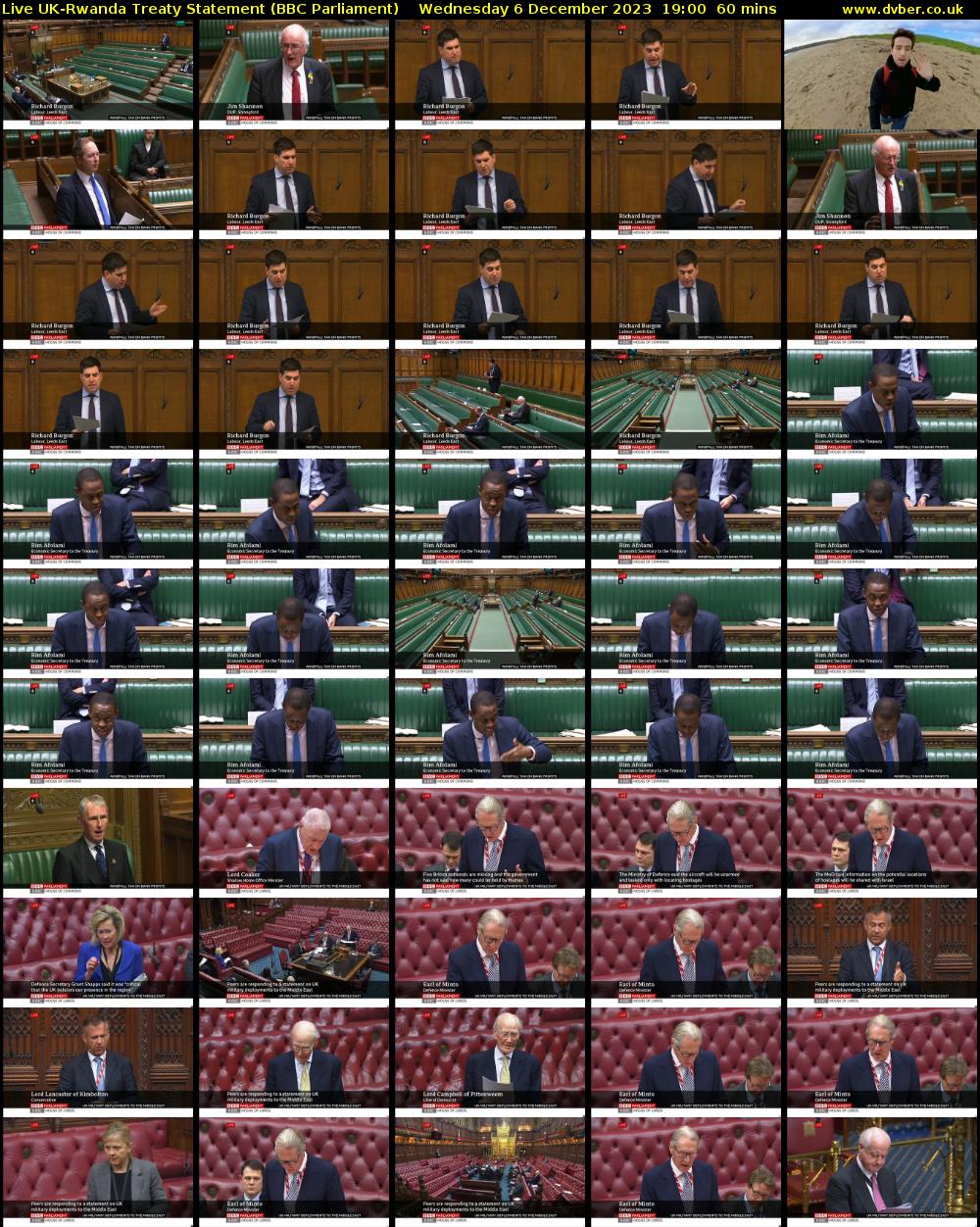 Live UK-Rwanda Treaty Statement (BBC Parliament) Wednesday 6 December 2023 19:00 - 20:00