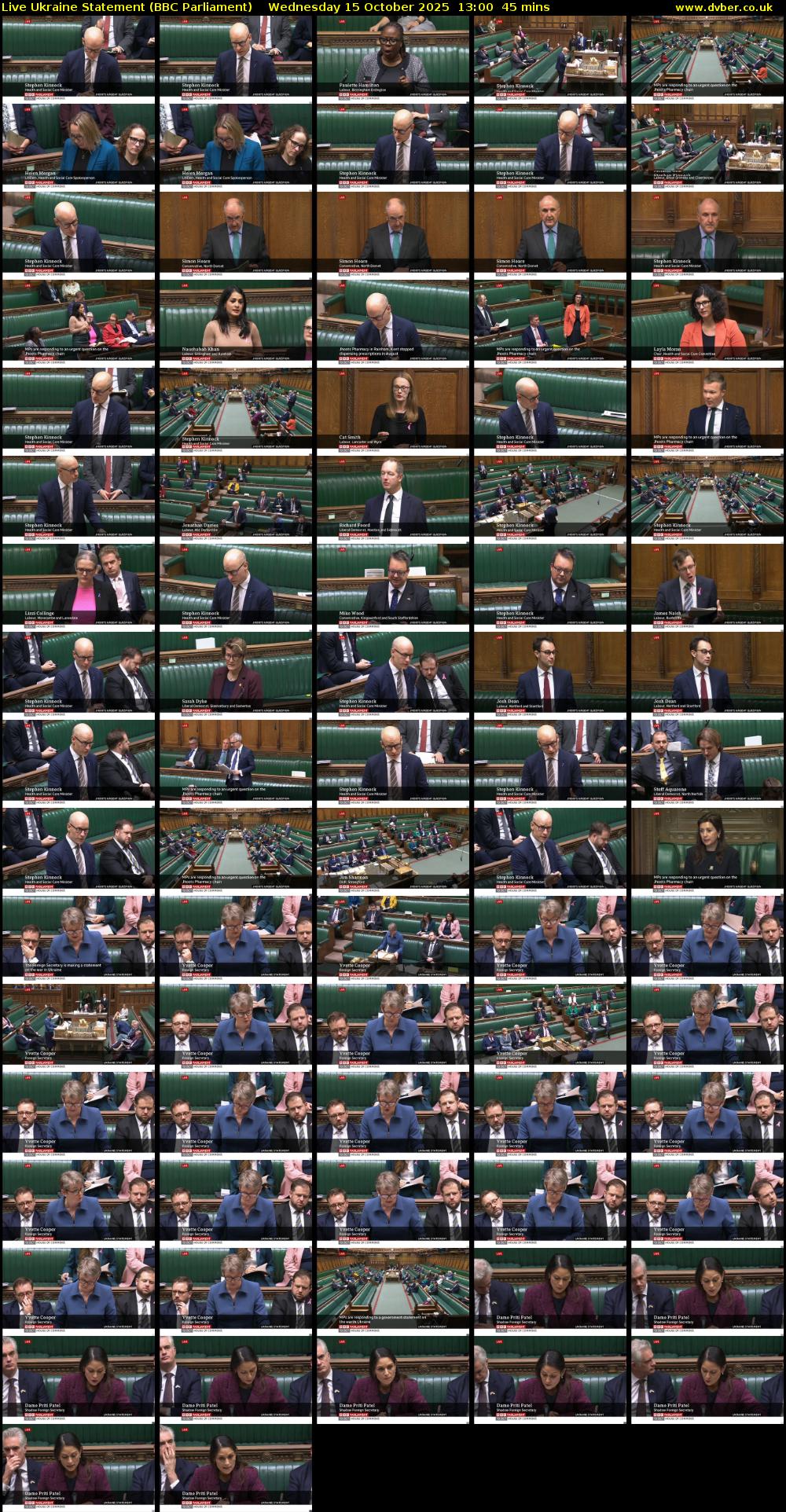 Live Ukraine Statement (BBC Parliament) Wednesday 15 October 2025 13:00 - 13:45