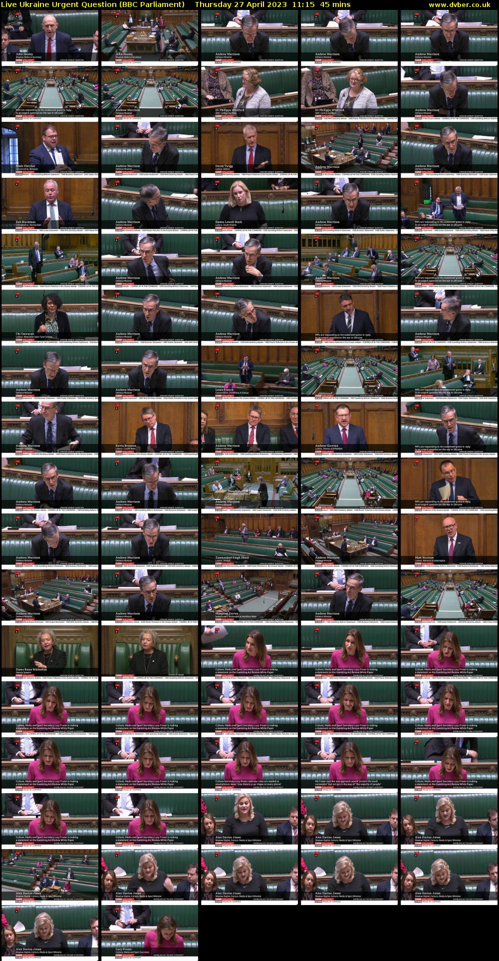 Live Ukraine Urgent Question (BBC Parliament) Thursday 27 April 2023 11:15 - 12:00