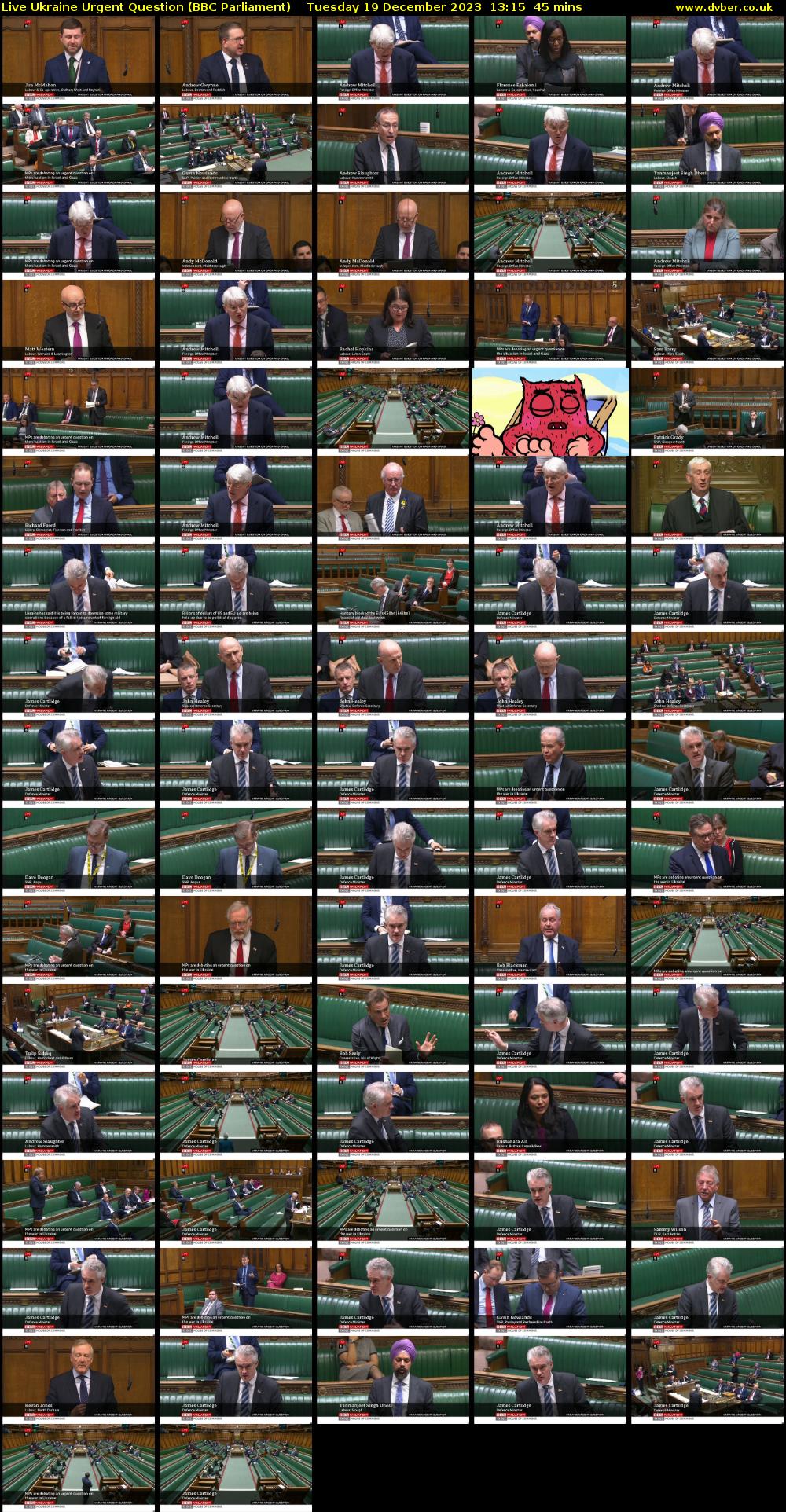 Live Ukraine Urgent Question (BBC Parliament) Tuesday 19 December 2023 13:15 - 14:00