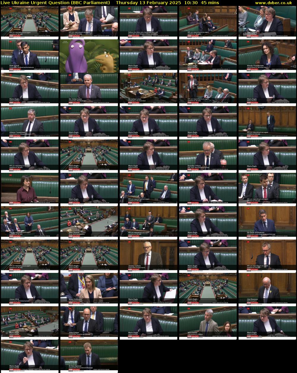 Live Ukraine Urgent Question (BBC Parliament) Thursday 13 February 2025 10:30 - 11:15