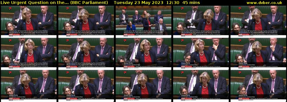 Live Urgent Question on the... (BBC Parliament) Tuesday 23 May 2023 12:30 - 13:15