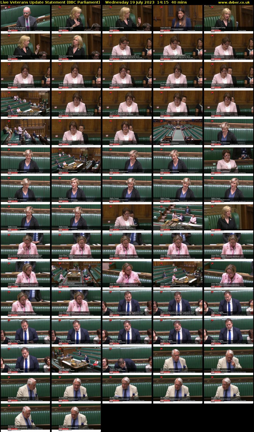 Live Veterans Update Statement (BBC Parliament) Wednesday 19 July 2023 14:15 - 14:55