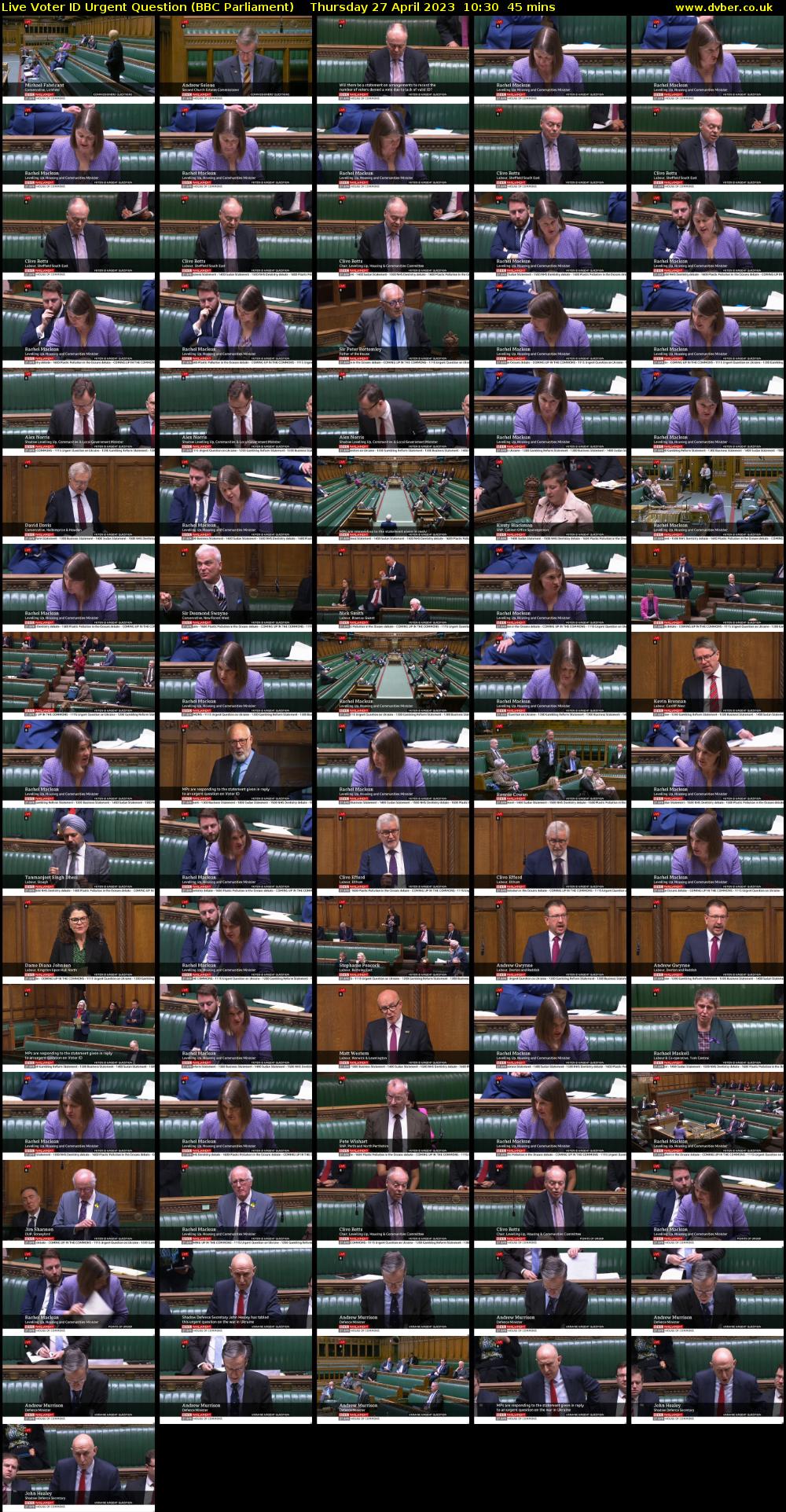 Live Voter ID Urgent Question (BBC Parliament) Thursday 27 April 2023 10:30 - 11:15