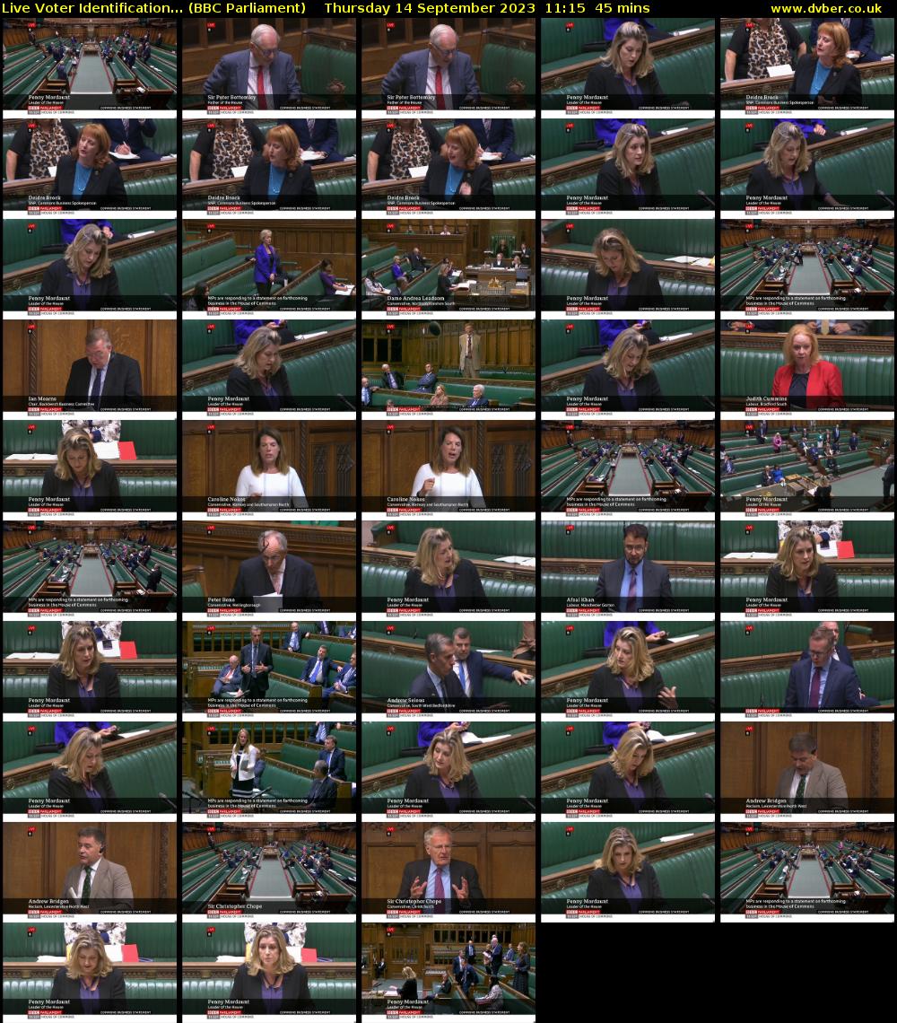 Live Voter Identification... (BBC Parliament) Thursday 14 September 2023 11:15 - 12:00