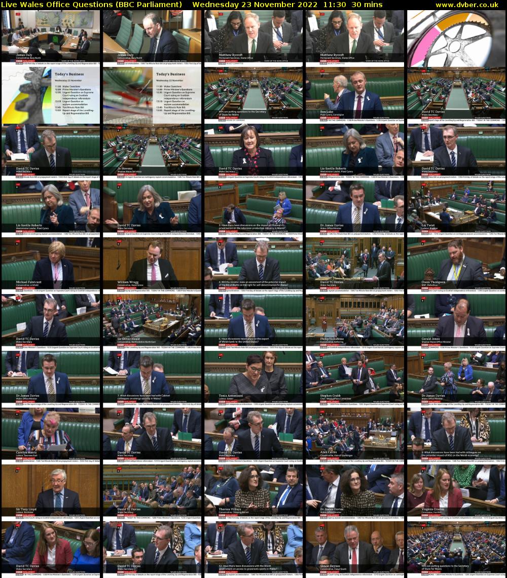 Live Wales Office Questions (BBC Parliament) Wednesday 23 November 2022 11:30 - 12:00