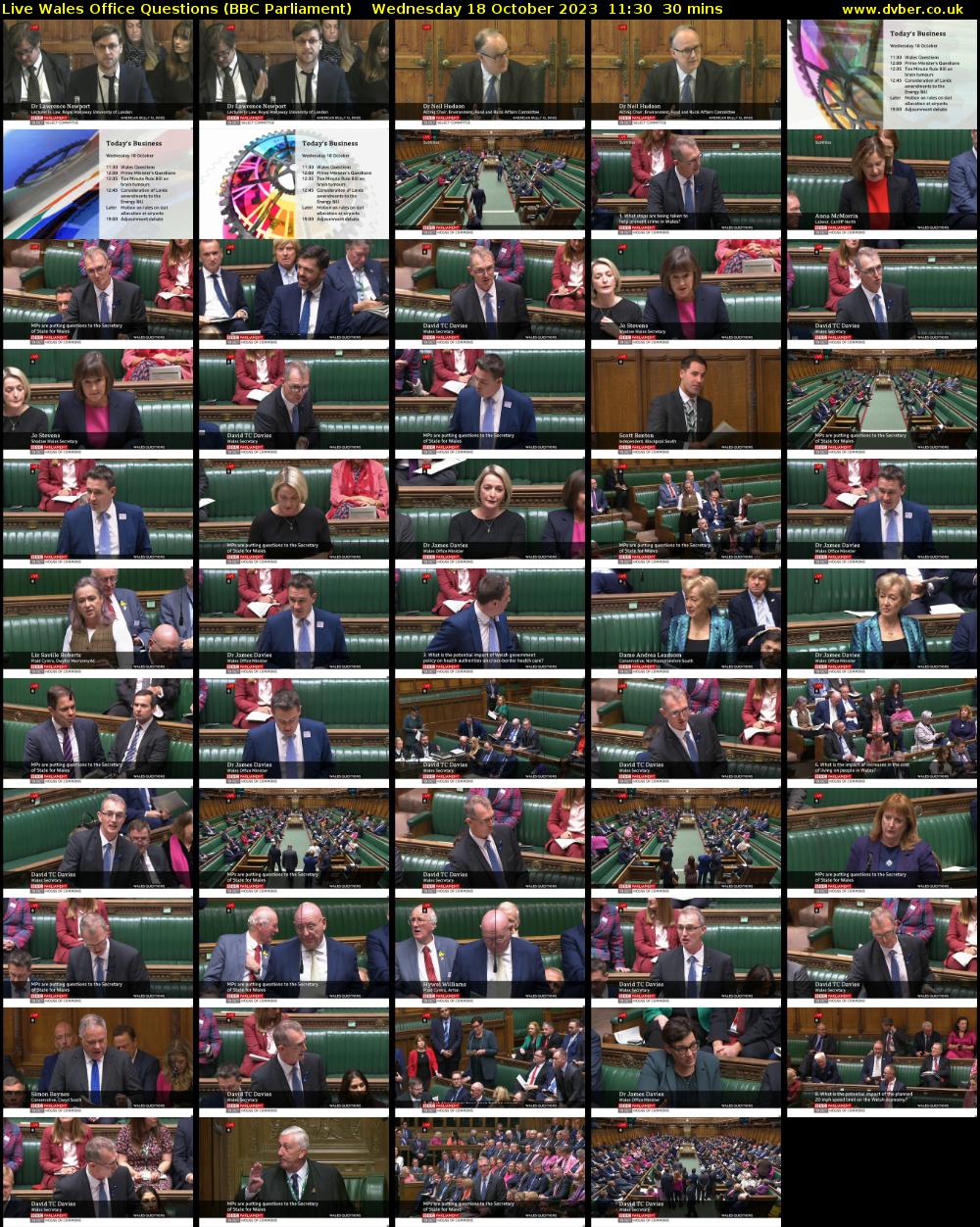 Live Wales Office Questions (BBC Parliament) Wednesday 18 October 2023 11:30 - 12:00