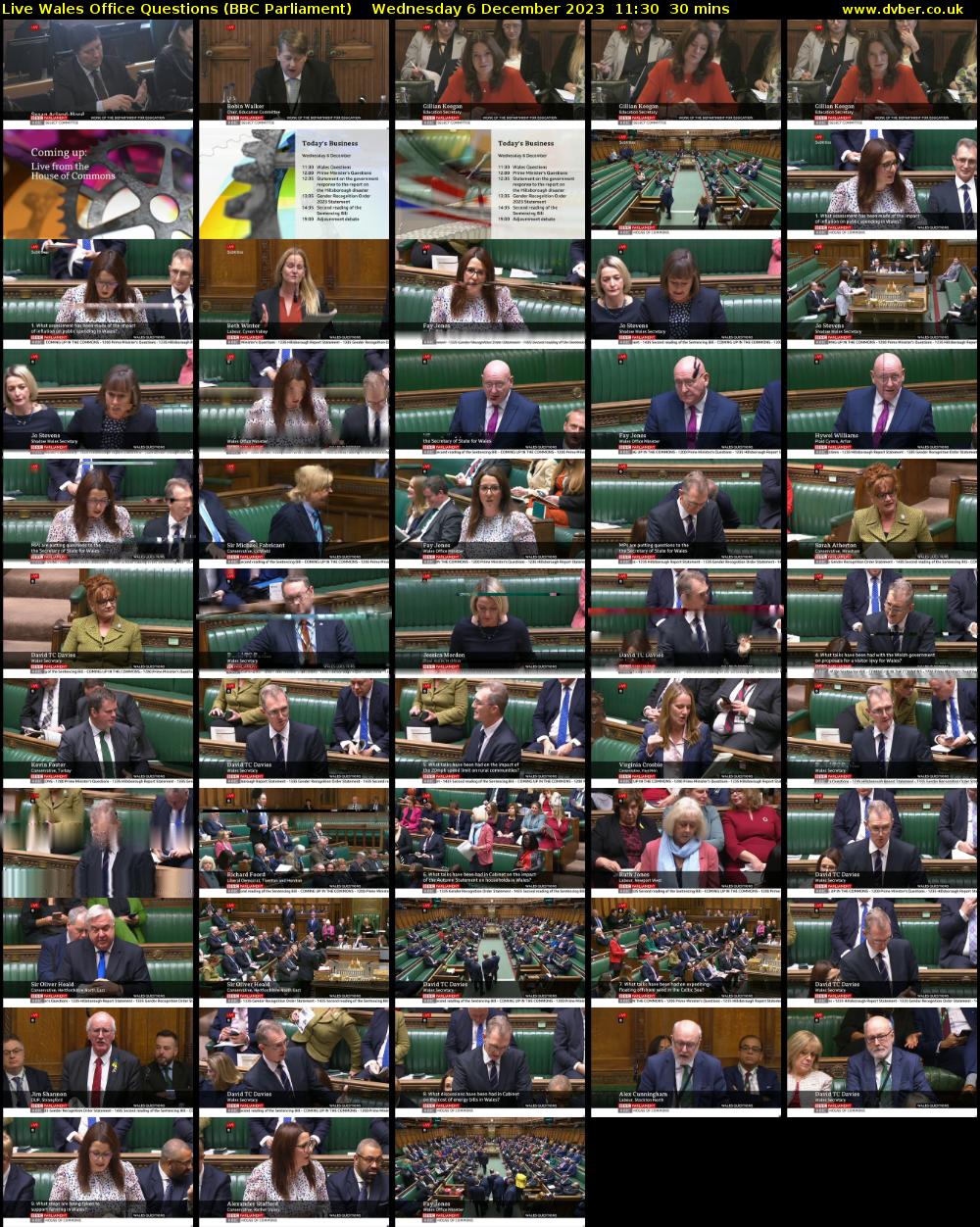 Live Wales Office Questions (BBC Parliament) Wednesday 6 December 2023 11:30 - 12:00