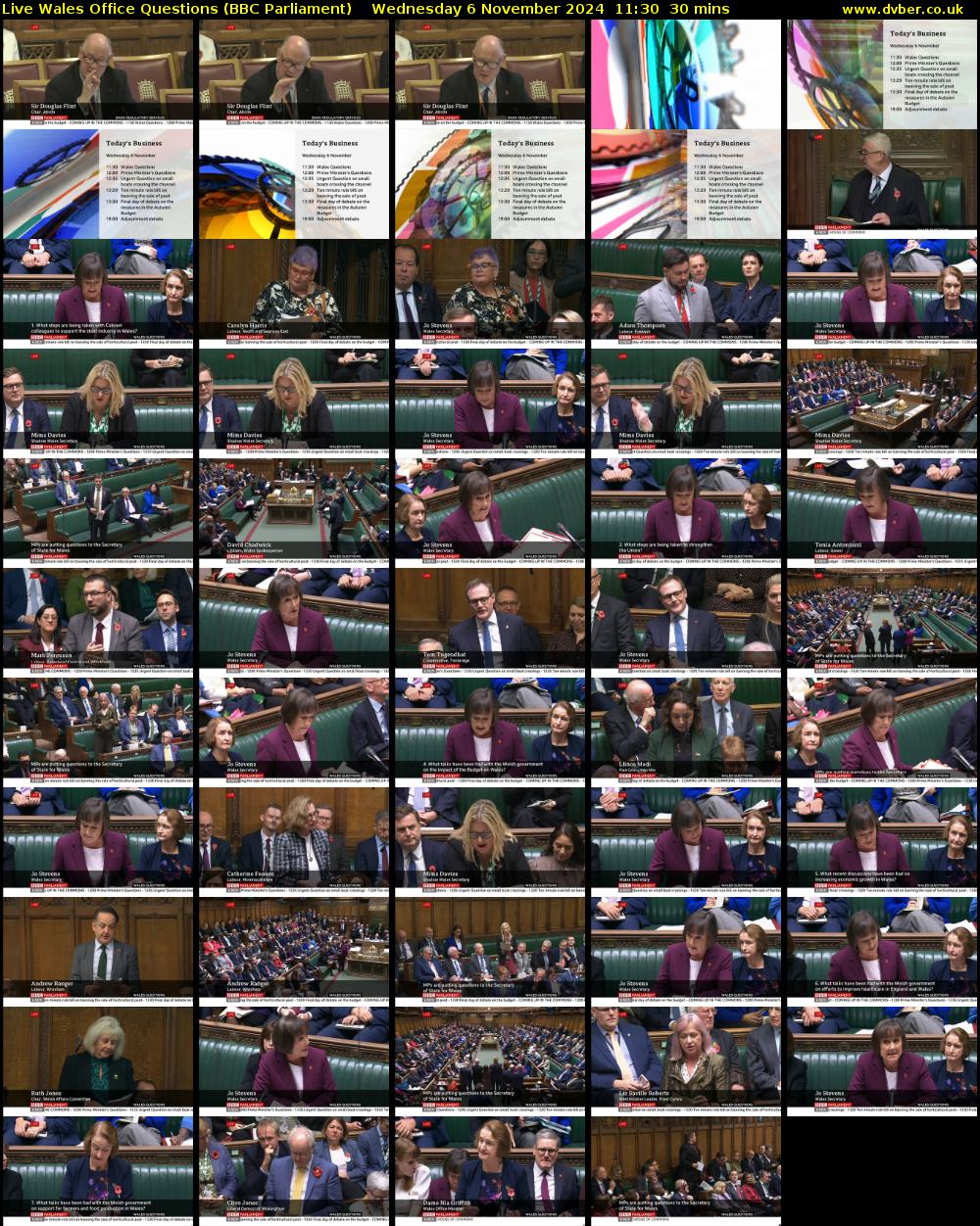 Live Wales Office Questions (BBC Parliament) Wednesday 6 November 2024 11:30 - 12:00