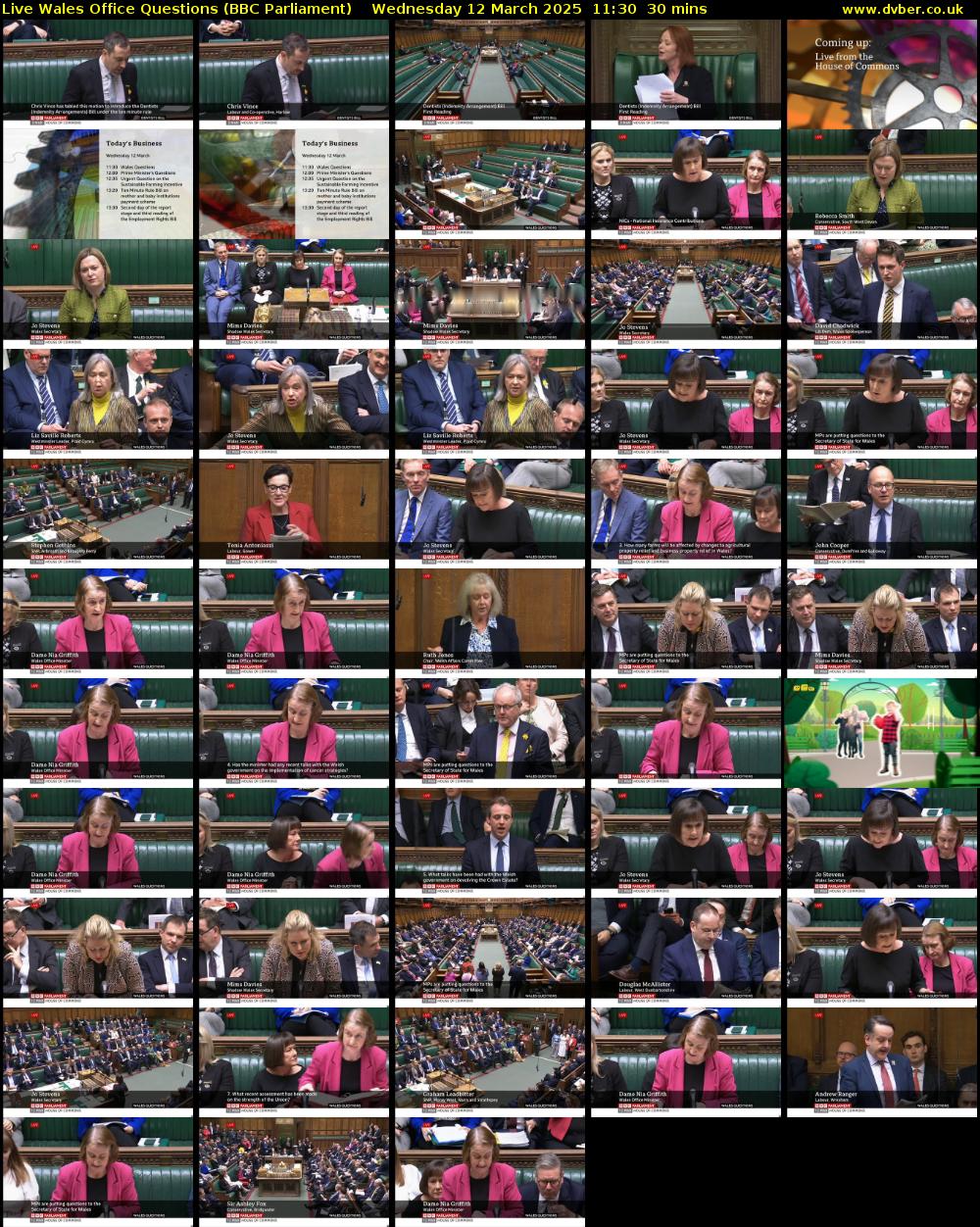 Live Wales Office Questions (BBC Parliament) Wednesday 12 March 2025 11:30 - 12:00