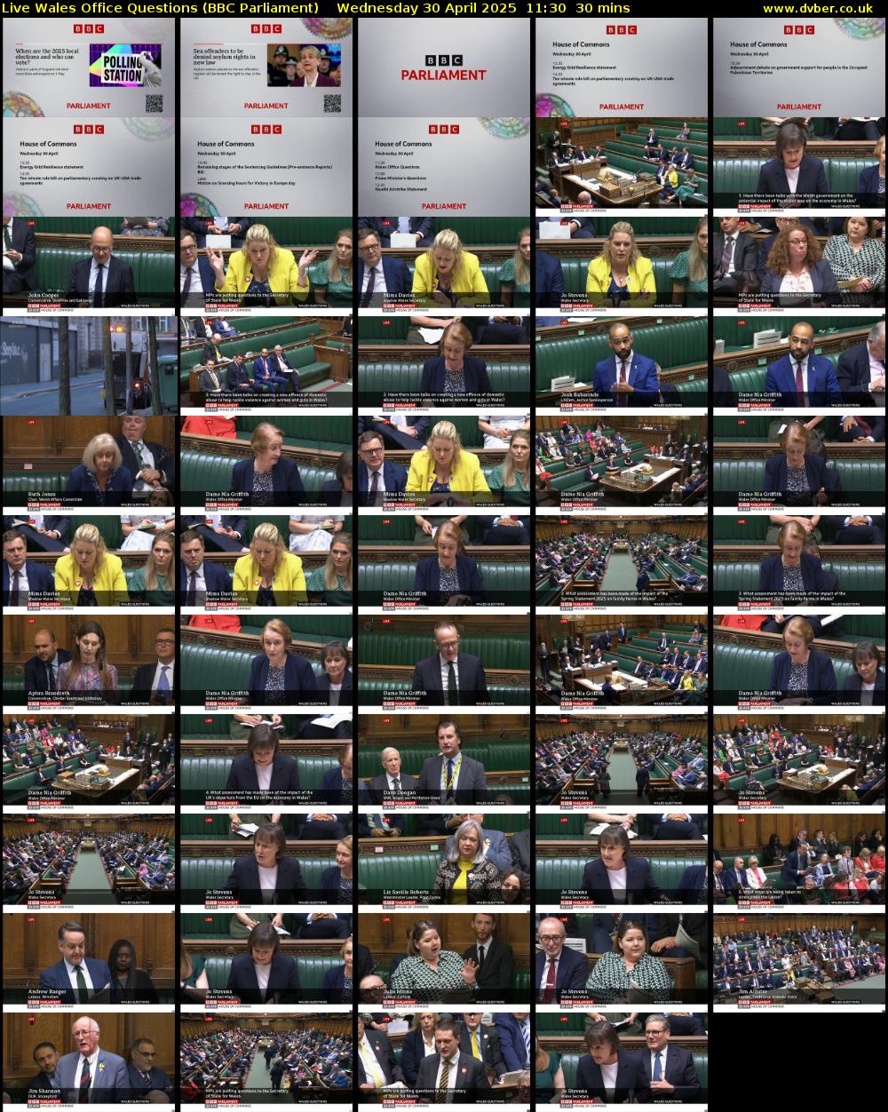 Live Wales Office Questions (BBC Parliament) Wednesday 30 April 2025 11:30 - 12:00