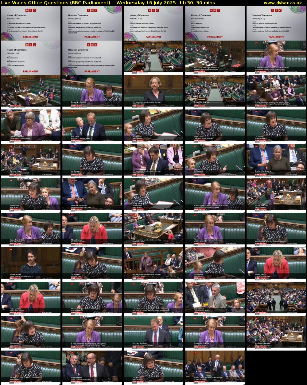 Live Wales Office Questions (BBC Parliament) Wednesday 16 July 2025 11:30 - 12:00