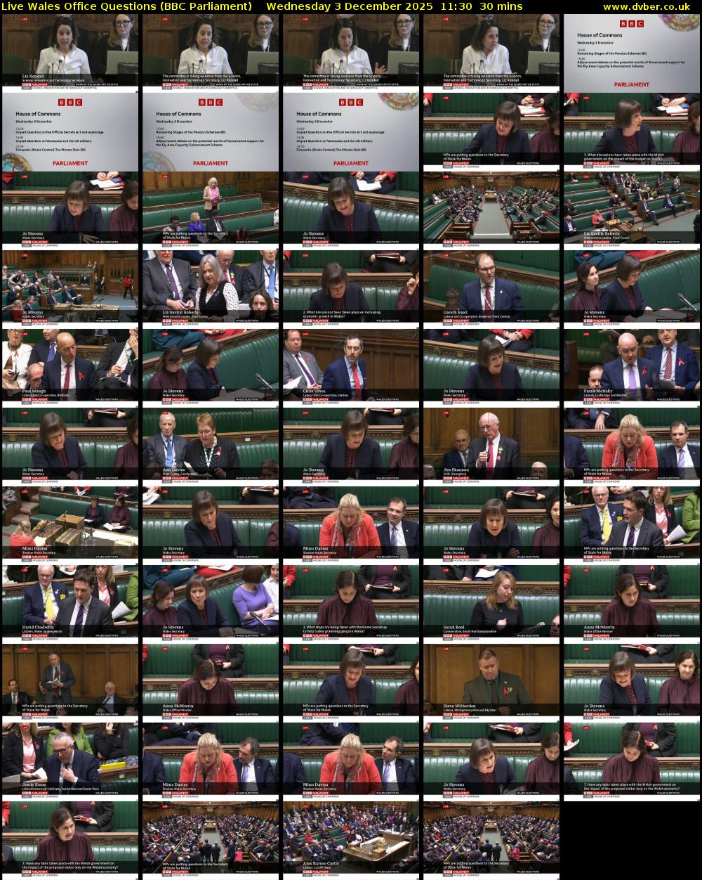 Live Wales Office Questions (BBC Parliament) Wednesday 3 December 2025 11:30 - 12:00