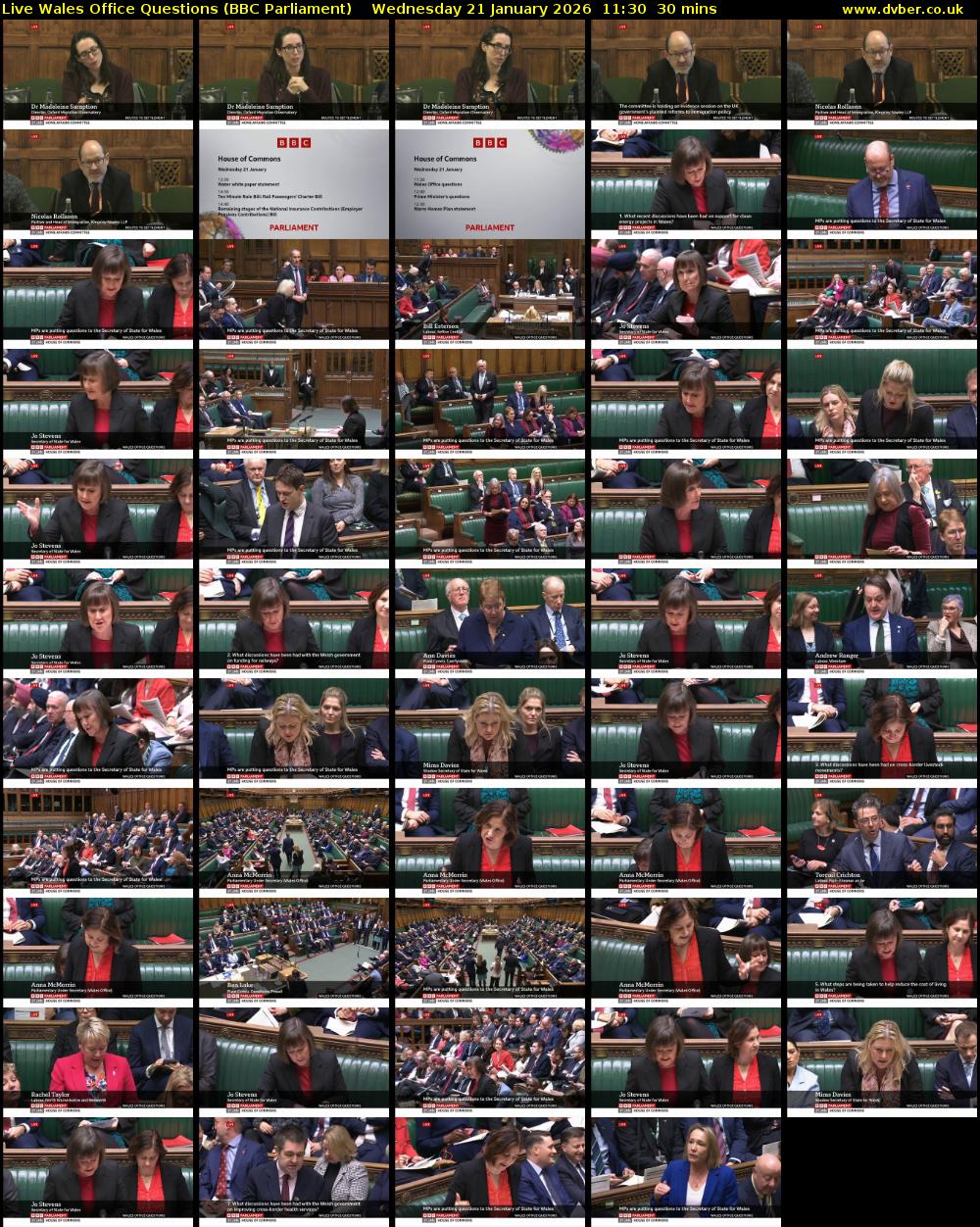 Live Wales Office Questions (BBC Parliament) Wednesday 21 January 2026 11:30 - 12:00