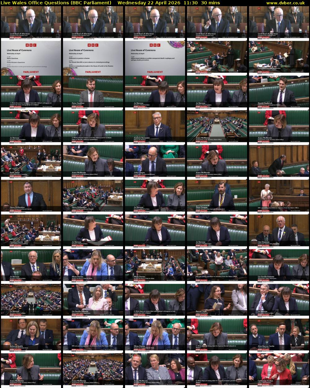 Live Wales Office Questions (BBC Parliament) Wednesday 22 April 2026 11:30 - 12:00