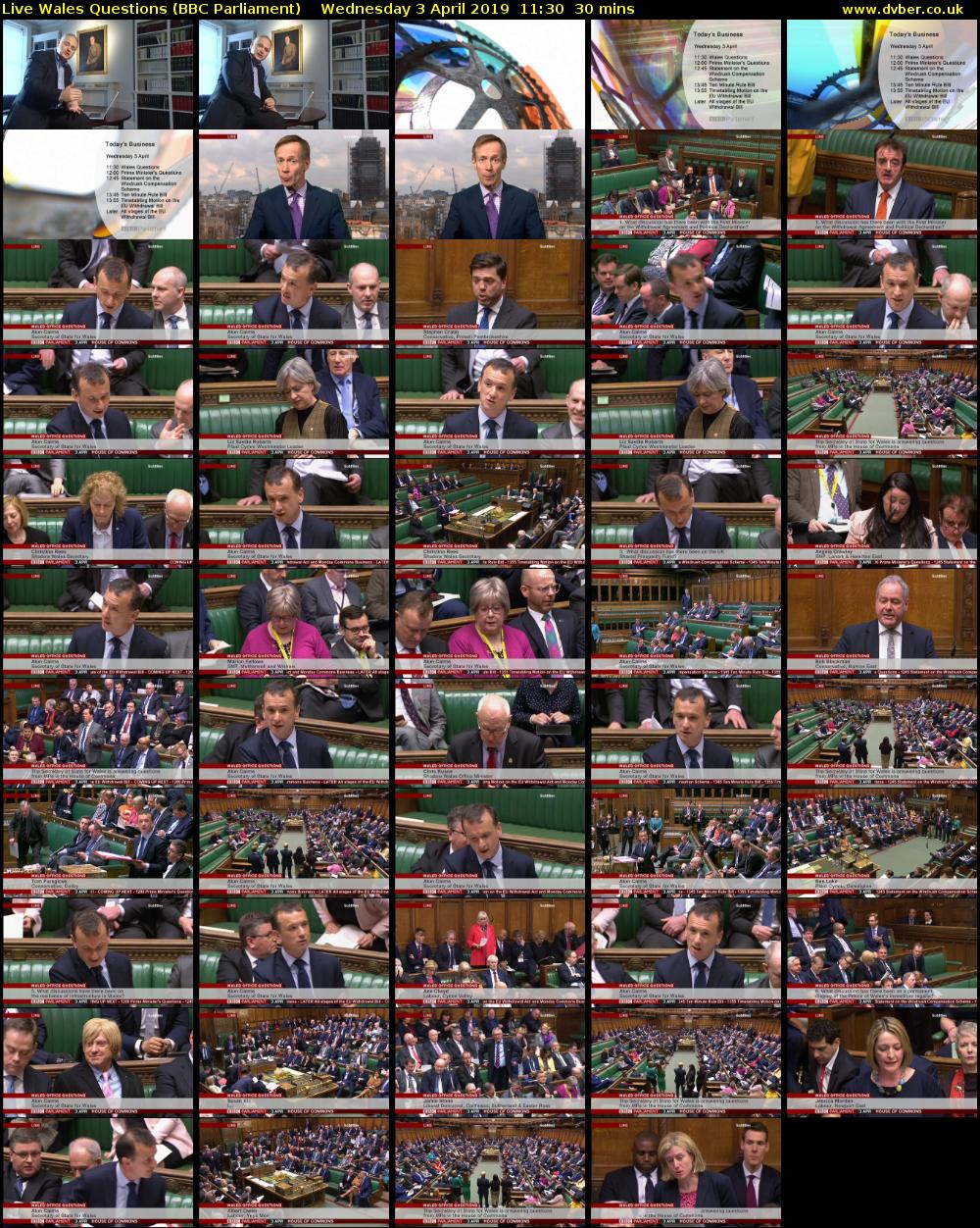 Live Wales Questions (BBC Parliament) Wednesday 3 April 2019 11:30 - 12:00