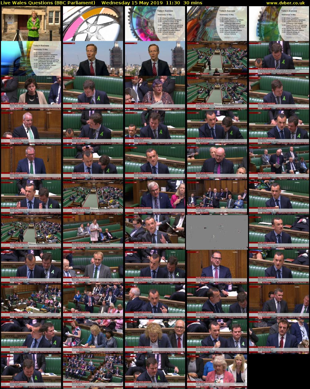 Live Wales Questions (BBC Parliament) Wednesday 15 May 2019 11:30 - 12:00