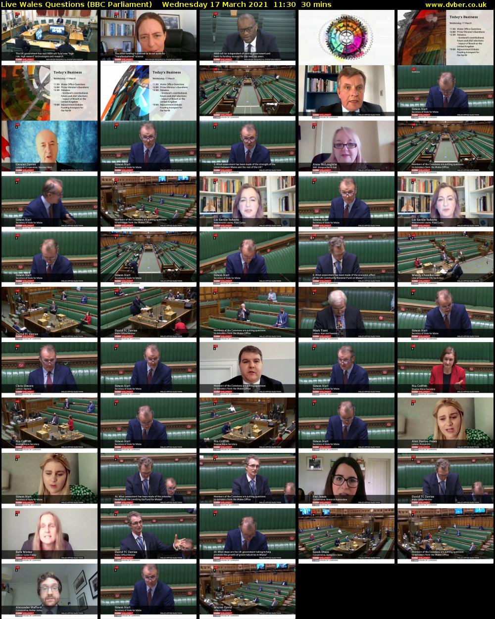 Live Wales Questions (BBC Parliament) Wednesday 17 March 2021 11:30 - 12:00