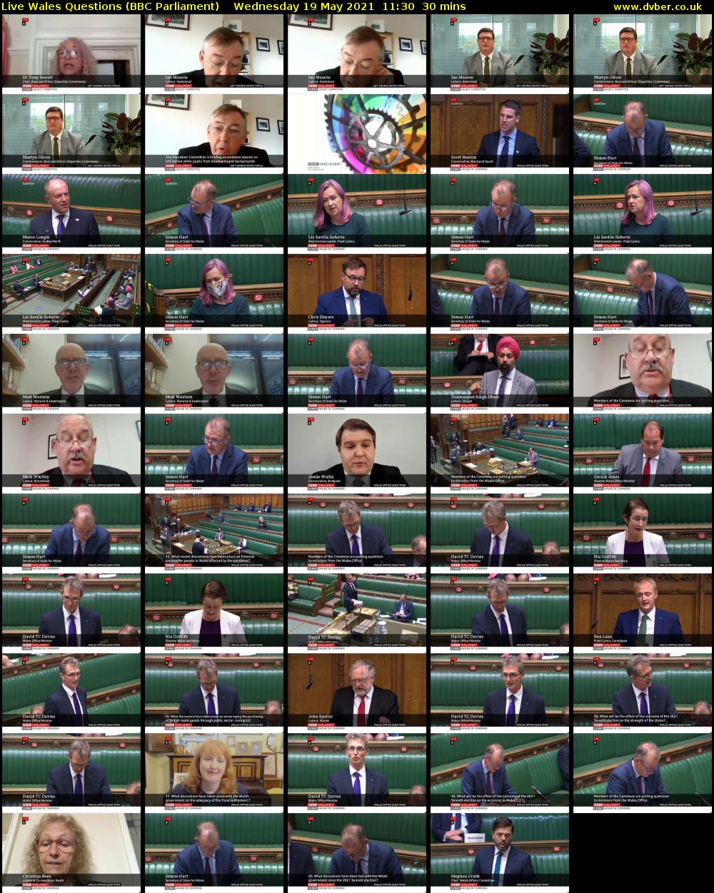 Live Wales Questions (BBC Parliament) Wednesday 19 May 2021 11:30 - 12:00
