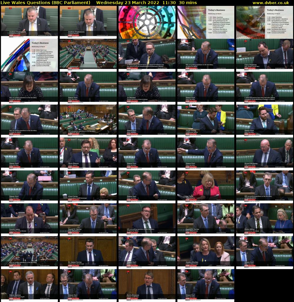 Live Wales Questions (BBC Parliament) Wednesday 23 March 2022 11:30 - 12:00