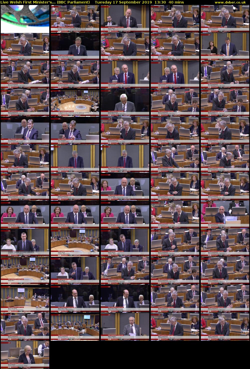Live Welsh First Minister's... (BBC Parliament) Tuesday 17 September 2019 13:30 - 14:10