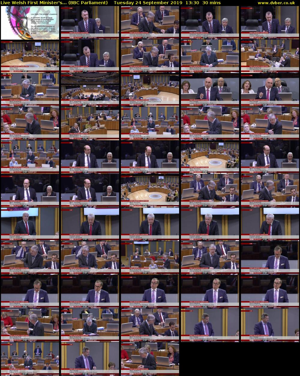 Live Welsh First Minister's... (BBC Parliament) Tuesday 24 September 2019 13:30 - 14:00