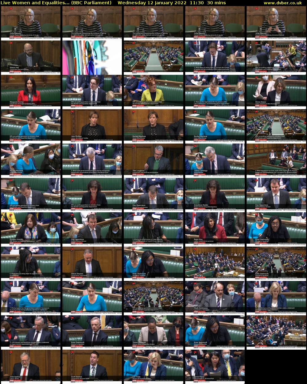 Live Women and Equalities... (BBC Parliament) Wednesday 12 January 2022 11:30 - 12:00