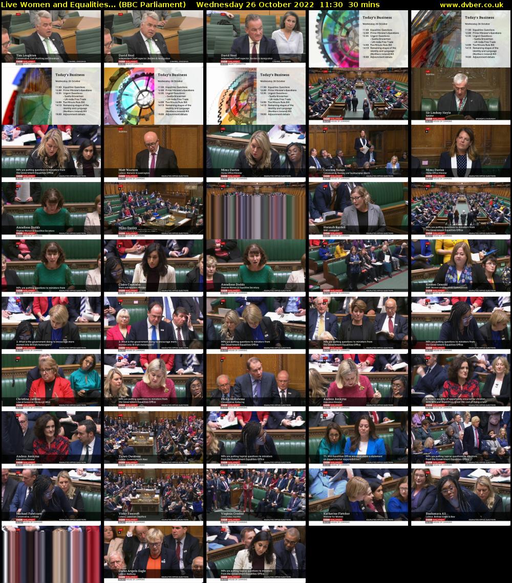 Live Women and Equalities... (BBC Parliament) Wednesday 26 October 2022 11:30 - 12:00