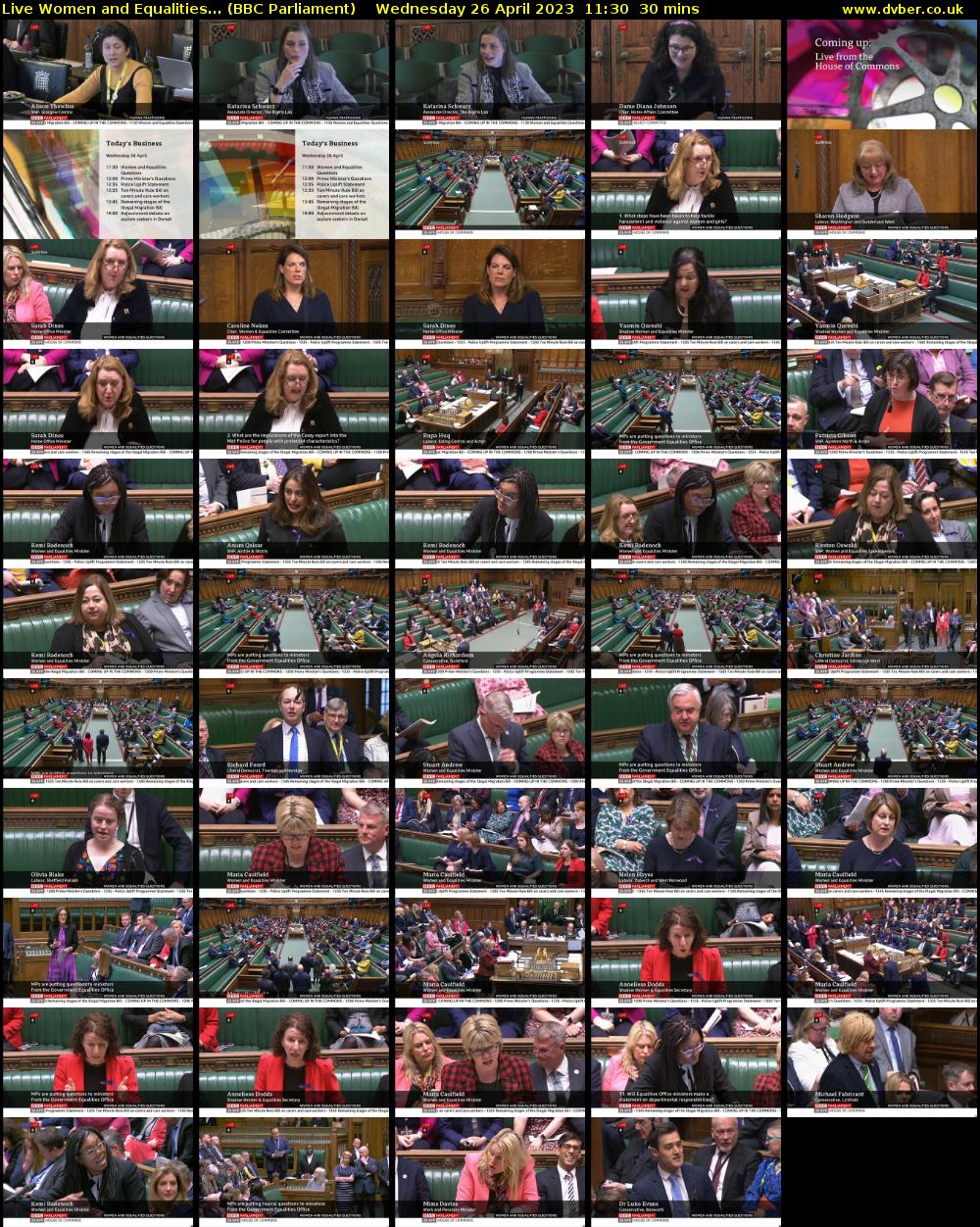 Live Women and Equalities... (BBC Parliament) Wednesday 26 April 2023 11:30 - 12:00