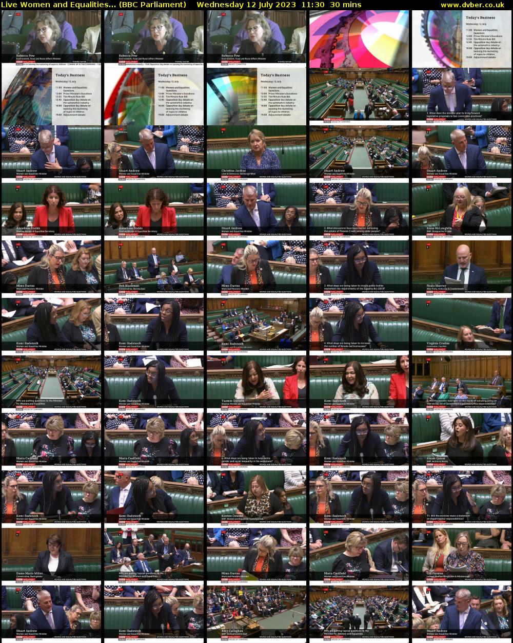 Live Women and Equalities... (BBC Parliament) Wednesday 12 July 2023 11:30 - 12:00