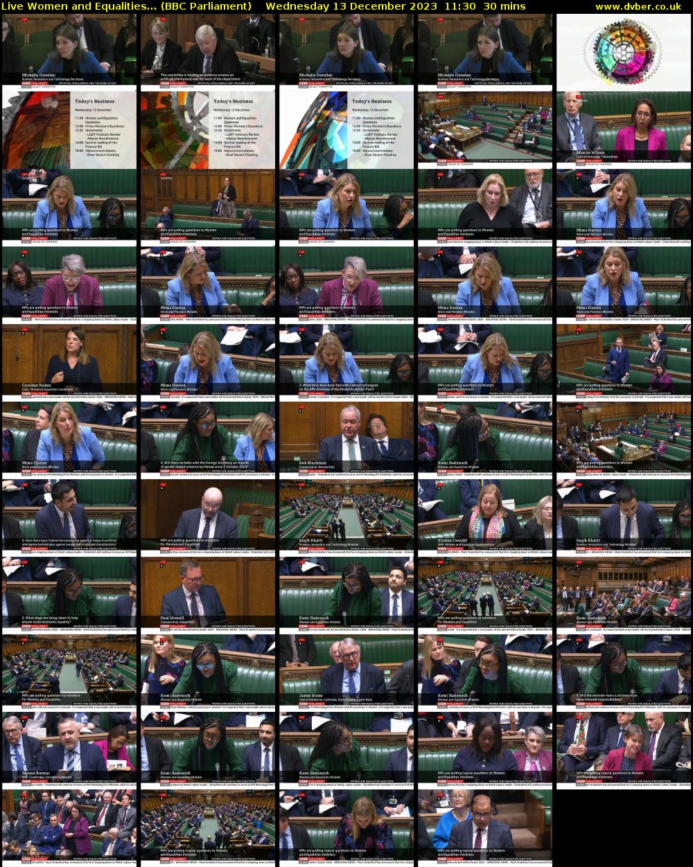 Live Women and Equalities... (BBC Parliament) Wednesday 13 December 2023 11:30 - 12:00