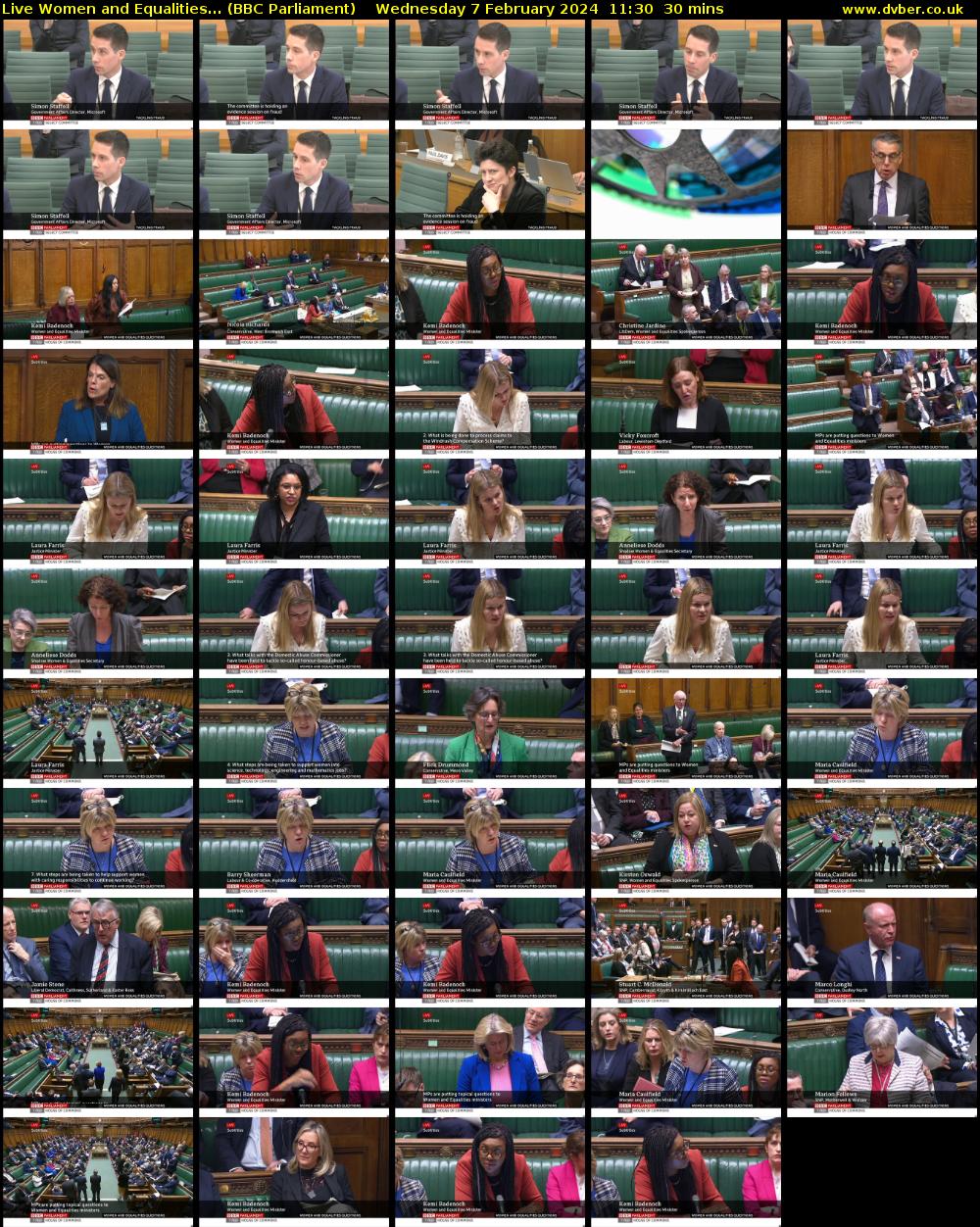 Live Women and Equalities... (BBC Parliament) Wednesday 7 February 2024 11:30 - 12:00