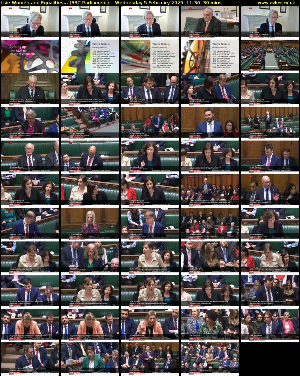 Live Women and Equalities... (BBC Parliament) Wednesday 5 February 2025 11:30 - 12:00