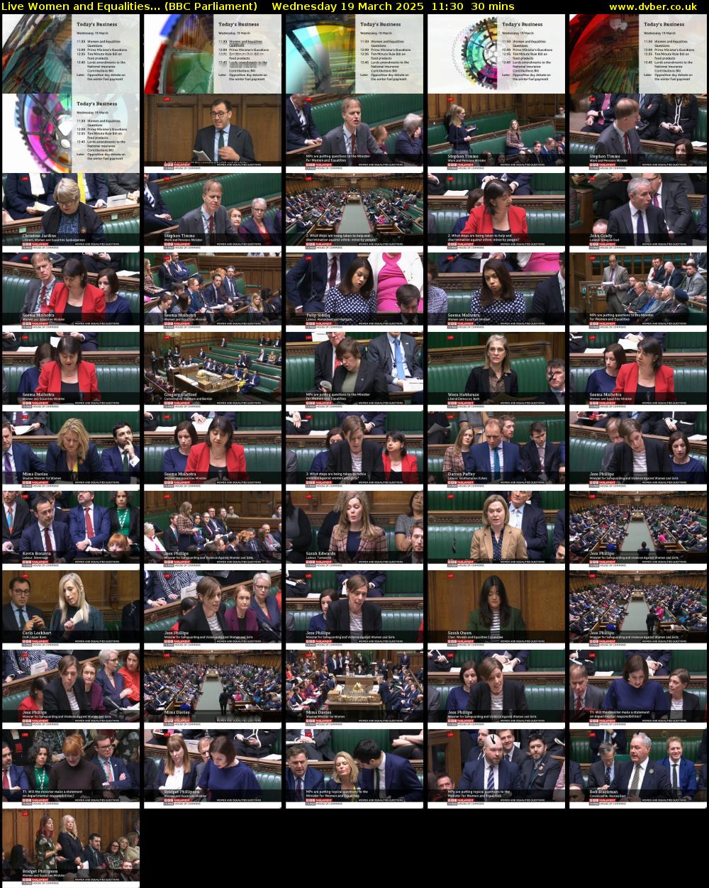 Live Women and Equalities... (BBC Parliament) Wednesday 19 March 2025 11:30 - 12:00