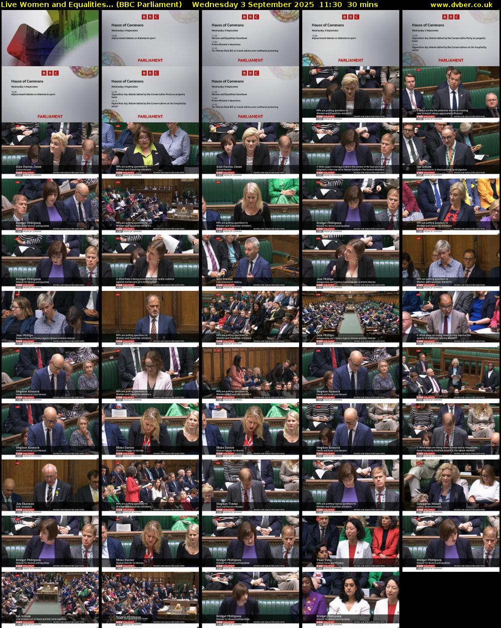 Live Women and Equalities... (BBC Parliament) Wednesday 3 September 2025 11:30 - 12:00
