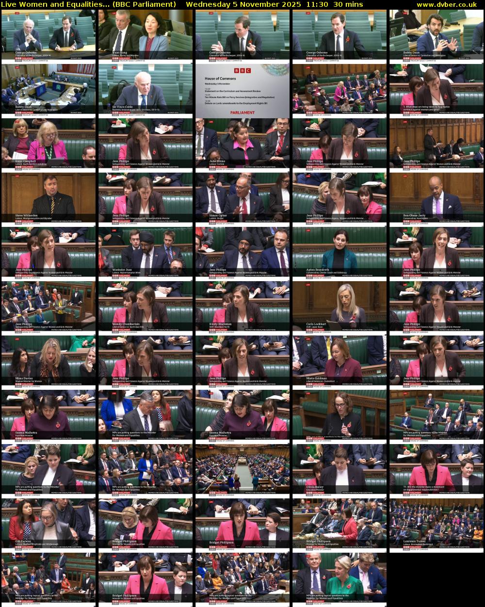 Live Women and Equalities... (BBC Parliament) Wednesday 5 November 2025 11:30 - 12:00