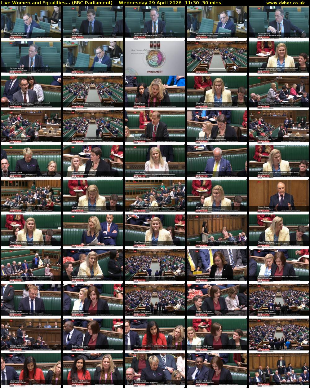 Live Women and Equalities... (BBC Parliament) Wednesday 29 April 2026 11:30 - 12:00