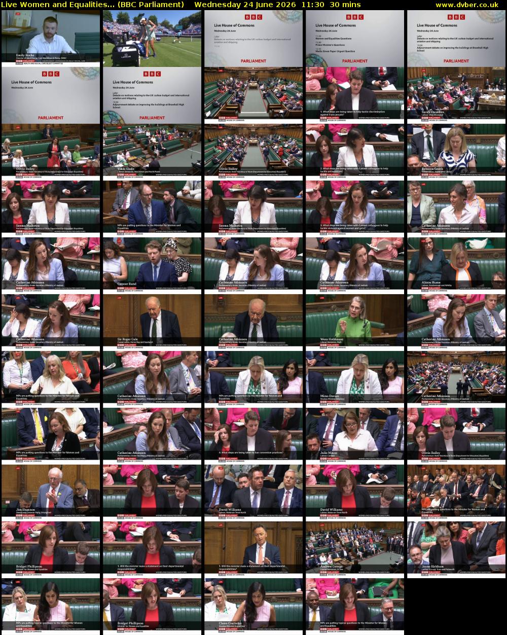 Live Women and Equalities... (BBC Parliament) Wednesday 24 June 2026 11:30 - 12:00