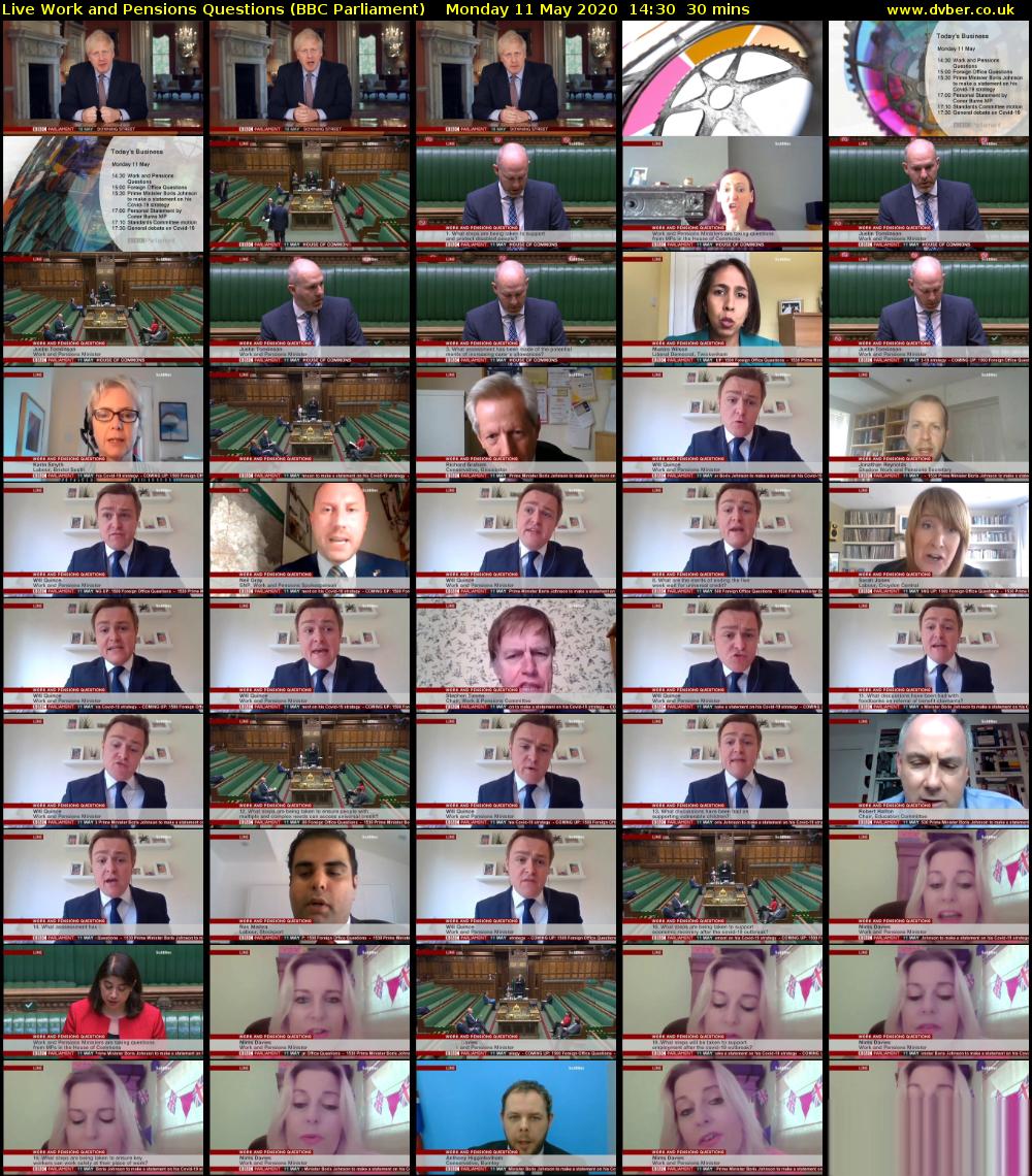 Live Work and Pensions Questions (BBC Parliament) Monday 11 May 2020 14:30 - 15:00