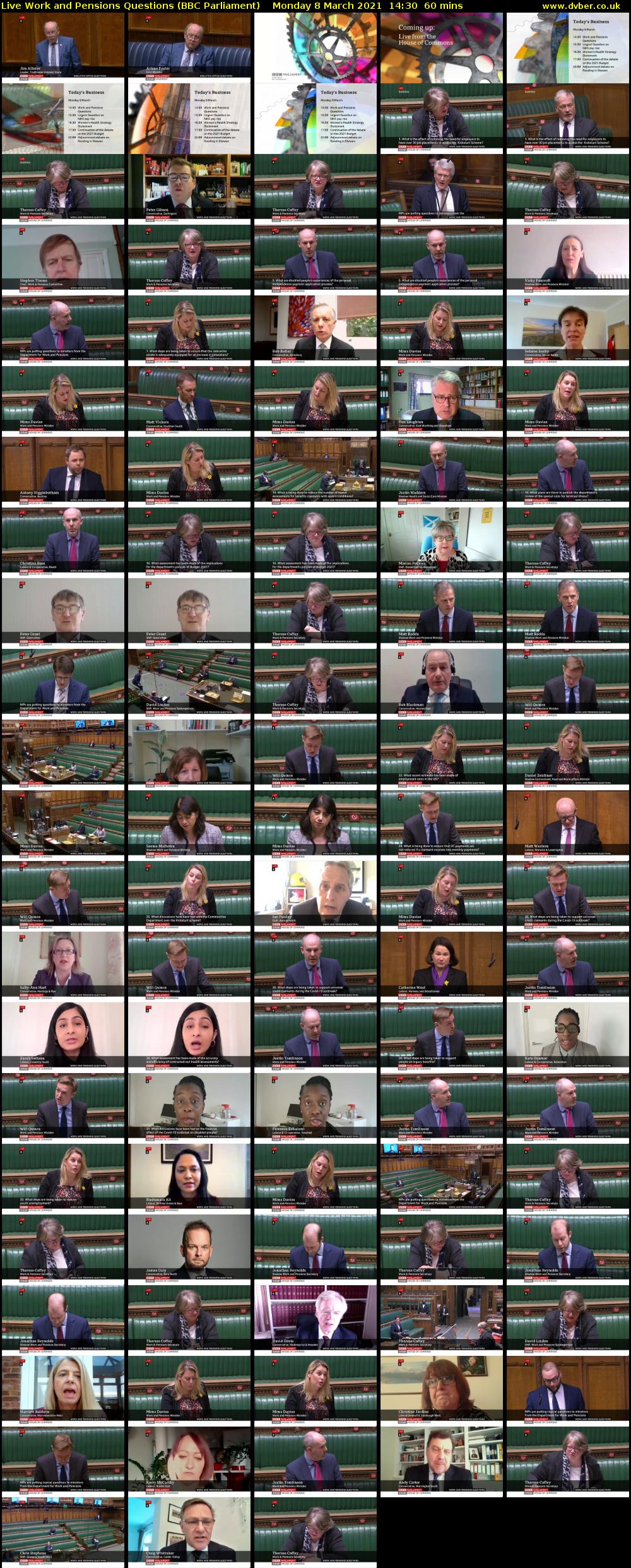 Live Work and Pensions Questions (BBC Parliament) Monday 8 March 2021 14:30 - 15:30