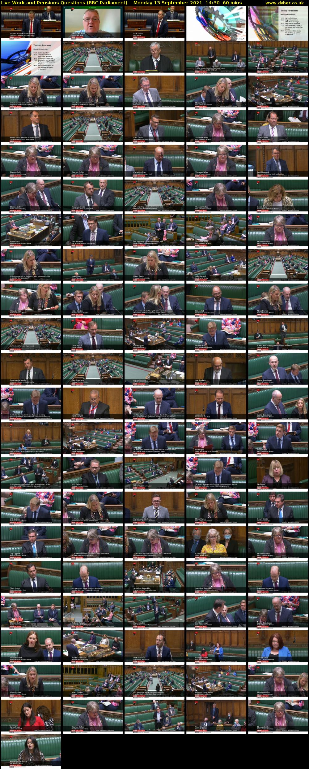 Live Work and Pensions Questions (BBC Parliament) Monday 13 September 2021 14:30 - 15:30