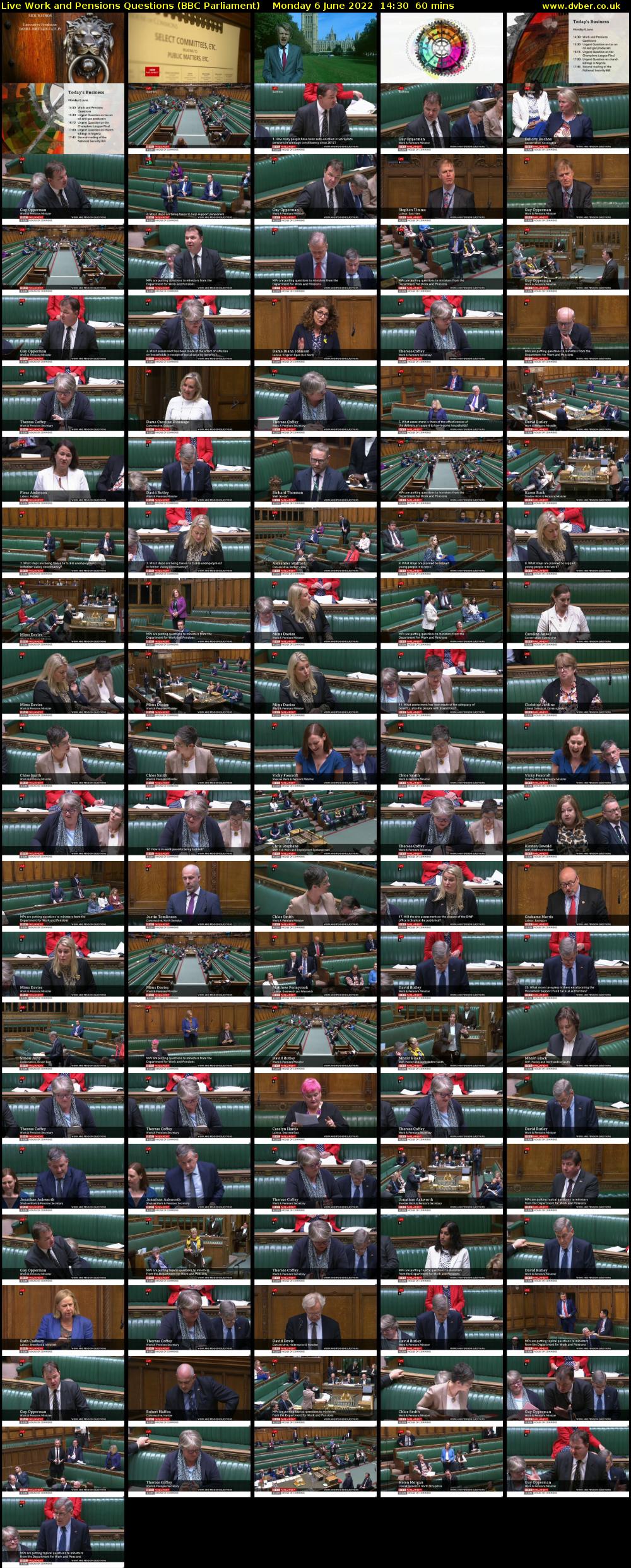 Live Work and Pensions Questions (BBC Parliament) Monday 6 June 2022 14:30 - 15:30