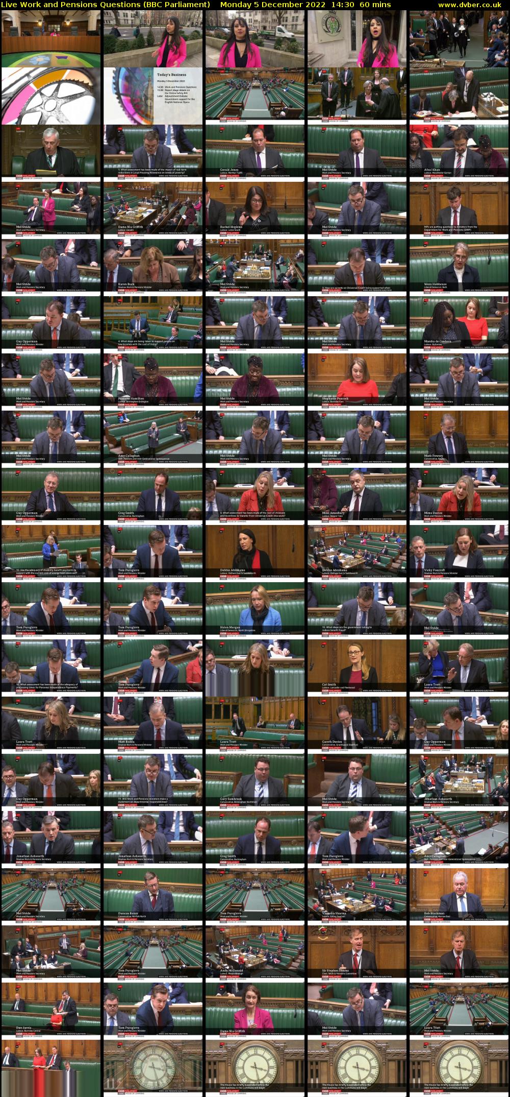 Live Work and Pensions Questions (BBC Parliament) Monday 5 December 2022 14:30 - 15:30