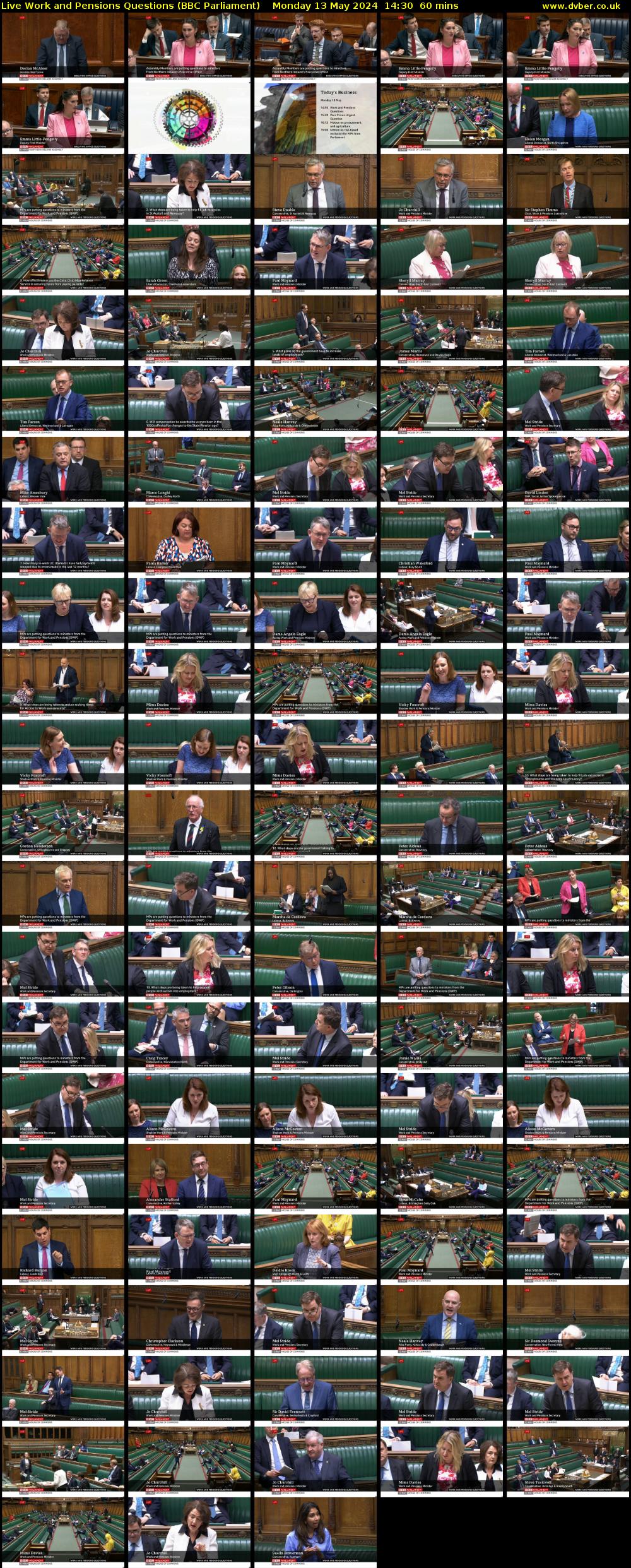 Live Work and Pensions Questions (BBC Parliament) Monday 13 May 2024 14:30 - 15:30