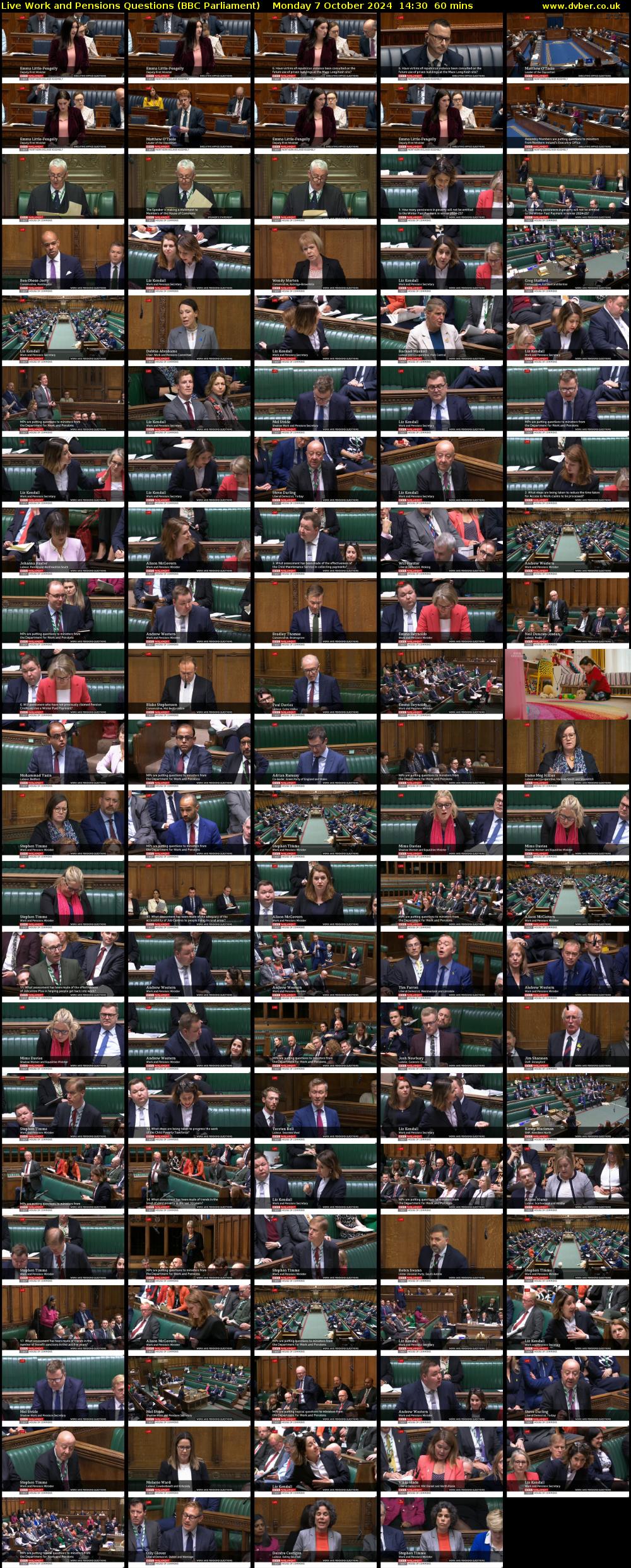 Live Work and Pensions Questions (BBC Parliament) Monday 7 October 2024 14:30 - 15:30