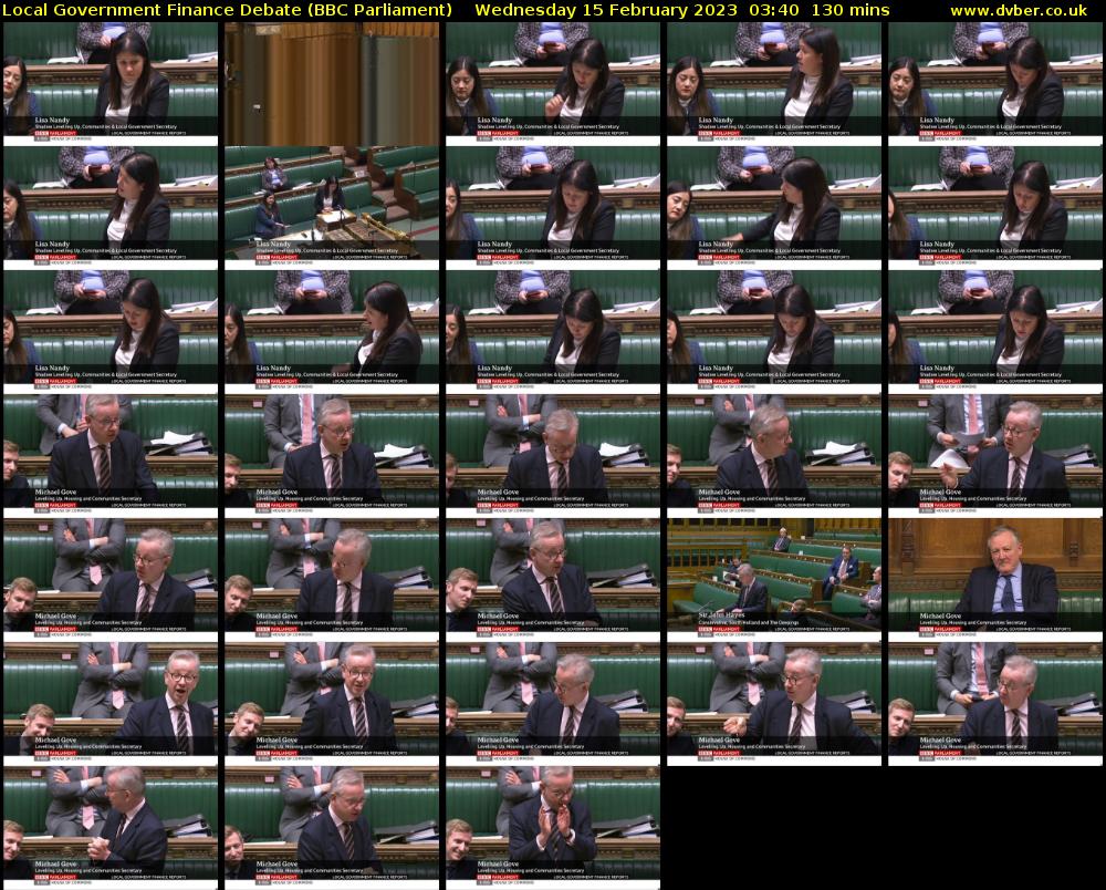 Local Government Finance Debate (BBC Parliament) Wednesday 15 February 2023 03:40 - 05:50