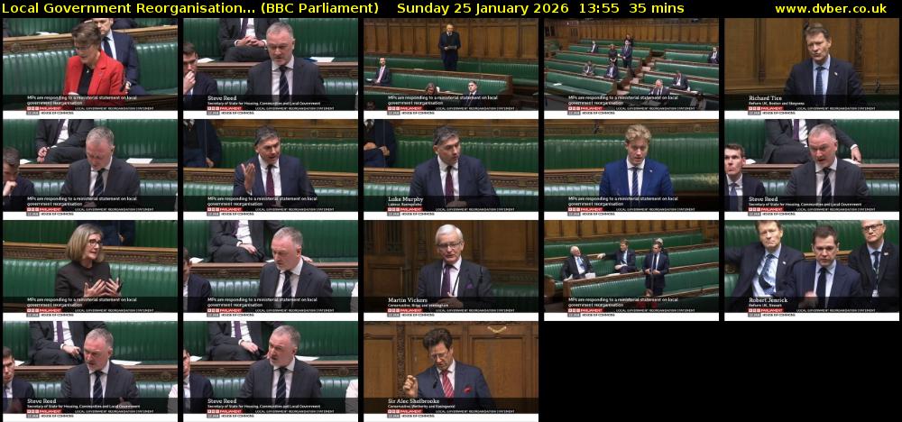 Local Government Reorganisation... (BBC Parliament) Sunday 25 January 2026 13:55 - 14:30