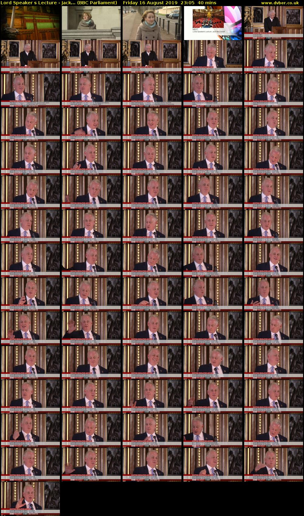 Lord Speakers Lecture - Jack... (BBC Parliament) Friday 16 August 2019 23:05 - 23:45