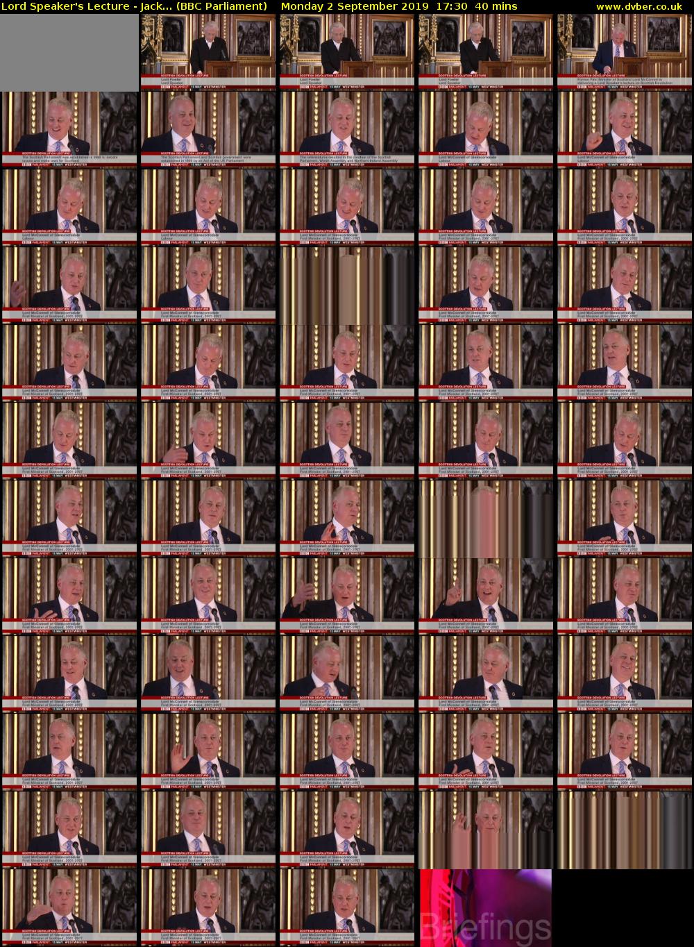 Lord Speaker's Lecture - Jack... (BBC Parliament) Monday 2 September 2019 17:30 - 18:10