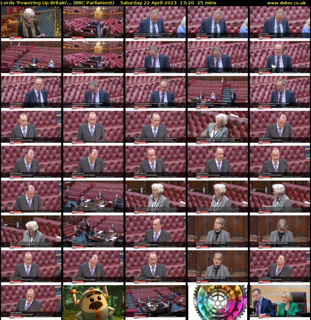 Lords 'Powering Up Britain'... (BBC Parliament) Saturday 22 April 2023 13:20 - 13:45